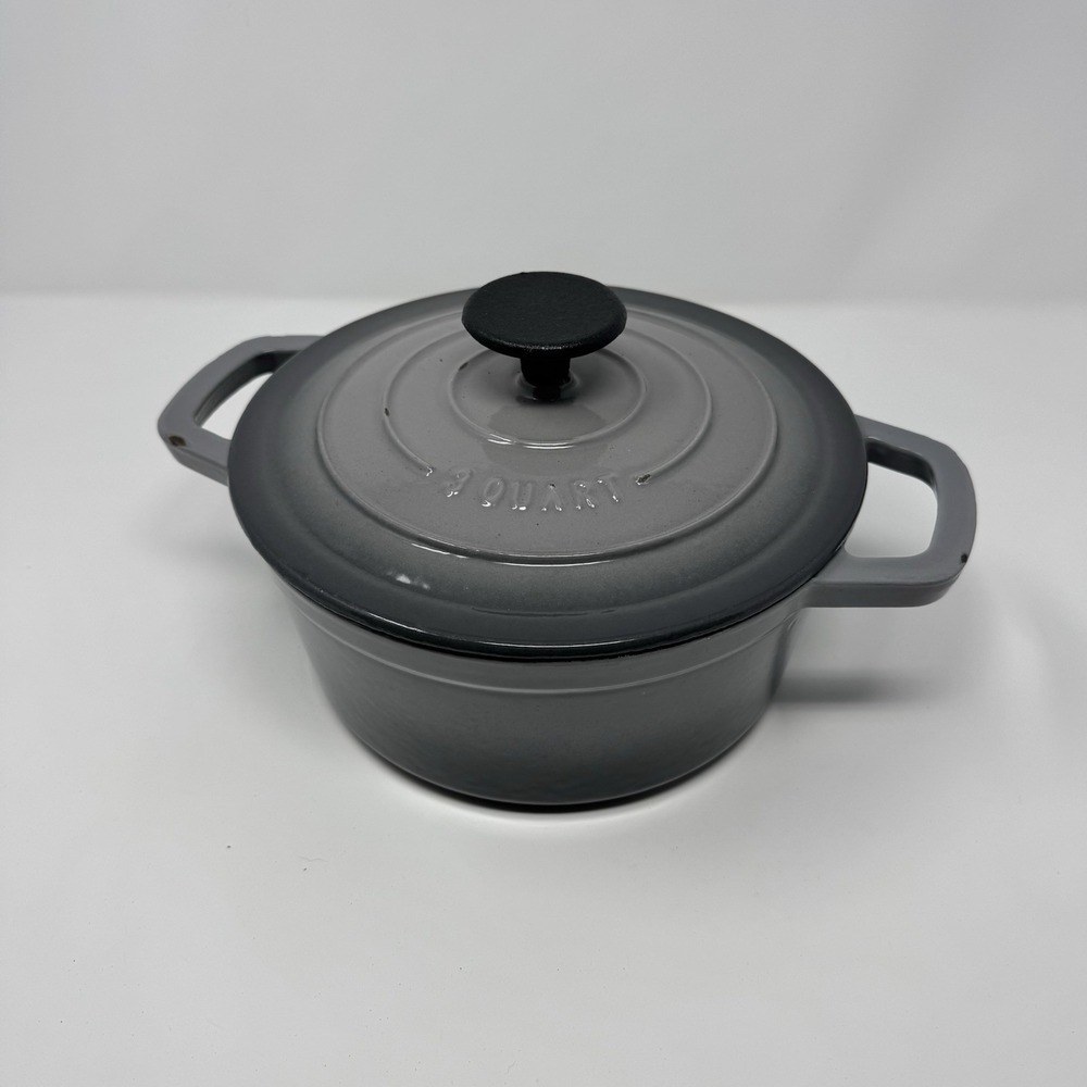 Smith Clark Ironworks 3 Quart/2.8 L Cast Iron Dutch Oven‎ Gray Enameled Pot